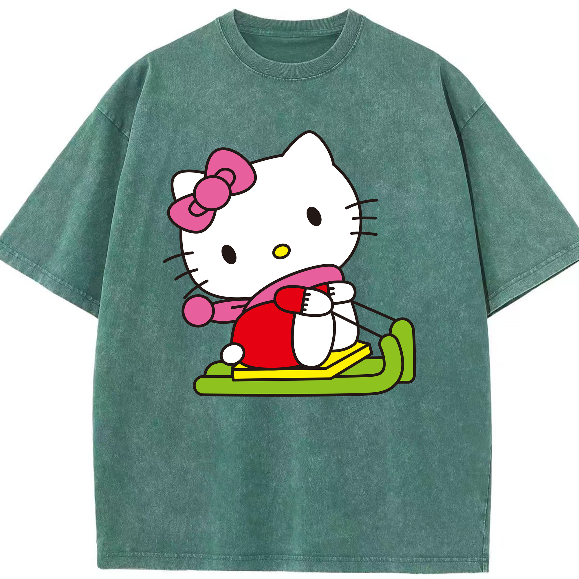 （画像用） Hello Kitty ハローキティ 綿100% ヴィンテージ風 半袖Tシャツ（フロントプリント）
